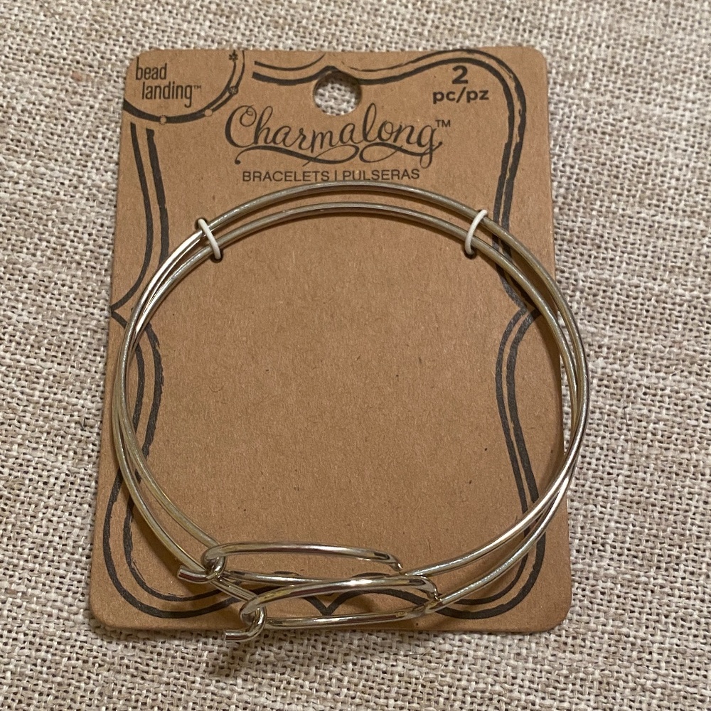 Bead Landing Charmalong bracelets 2 pieces silver tone Nickel Free NEW